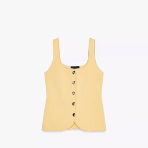 Zara Yellow Button-Front Tank Top